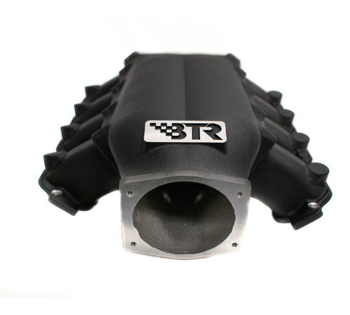 A matte black engine casing BTR with eight vents