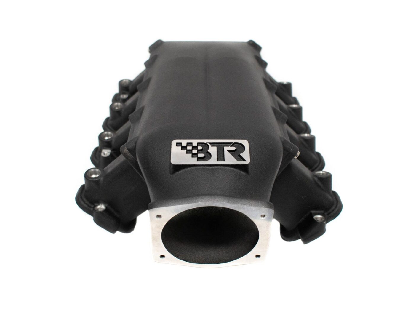 Matte black engine casing BTR with eight exhausts